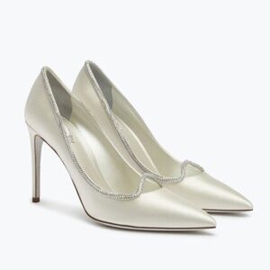 RENE CAOVILLA - Sylvie White Satin Pump - MSRP $1280 - NWT $900 OFF MSRP
